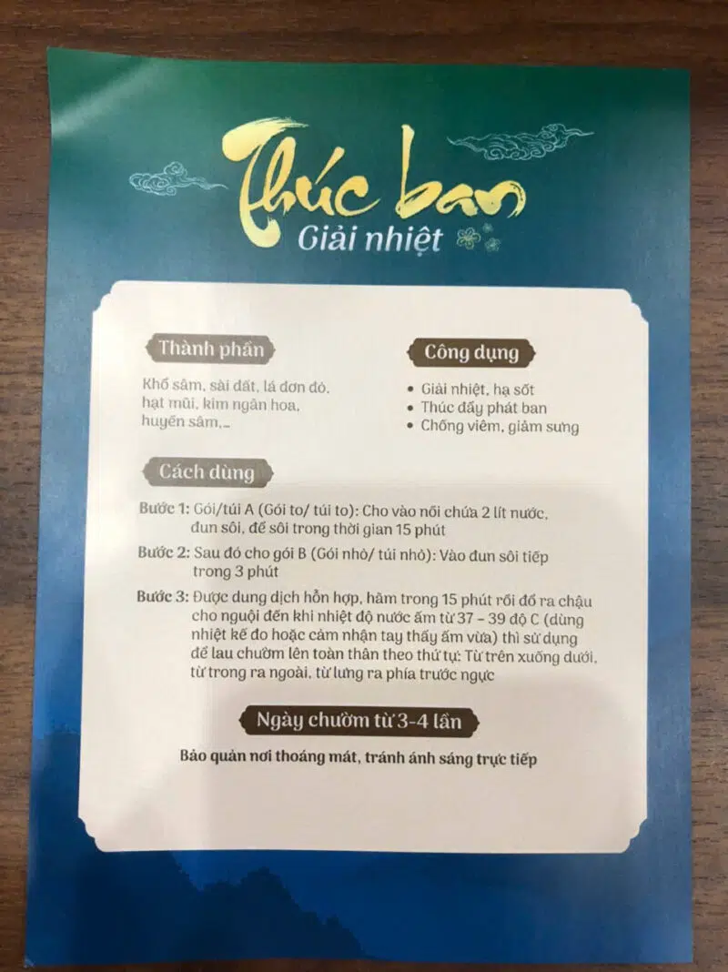 Gói thuốc Thúc ban giải nhiệt - Hình ảnh 5